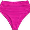 ZAFUL Women High Waisted Bikini Bottoms Ruched Swimsuit Bottom Tummy Control Bathing Suit Bottoms, Large