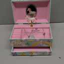 The Memory Building Co Unicorn Musical Jewelry Box Plays Classic Melody, Storage Organizer Music Box for Kids Ages 6-12, MDF Wood w/ 2 Fabric Lined Ring Bracelet Necklace Treasure Compartments