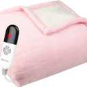 YANYEA Electric Heated Throw Blanket Sherpa 50"x60" Pink Machine Washable 6 Heat Settings 4 Hours Auto Off Overheat Protection for Home Office Use