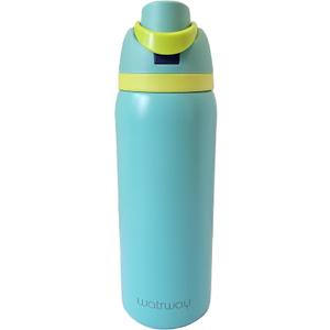 watrway -- Double-wall Stainless Steel water bottle -- 32 oz -- Locking Spout Cover -- vacuum insulated LEAK-PROOF design -- innovative dual Sip or Swig design with hidden straw (Aqua Lime)