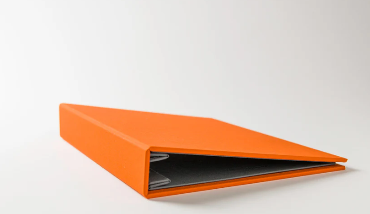 Orange Photo Album, 5x6.5 inches, Black Inside, 48 pages