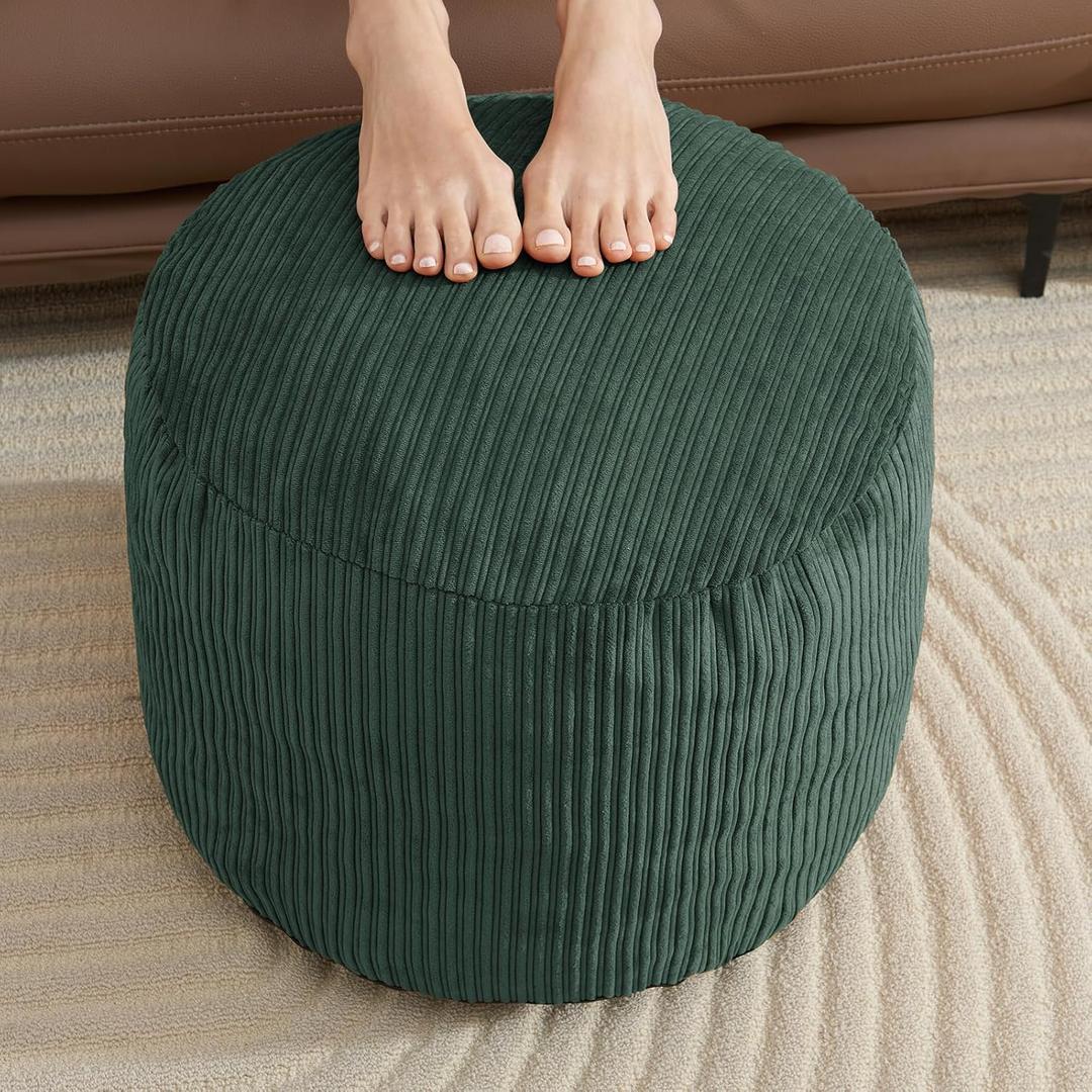 Pouf Ottoman Foot Stools Ottoman with Foam Small Corduroy Ottomans for Living Room Ottomans Pouf 20x15 Floor Poufs Foot Rest for Office Chair Dark Green Foot Stool Small