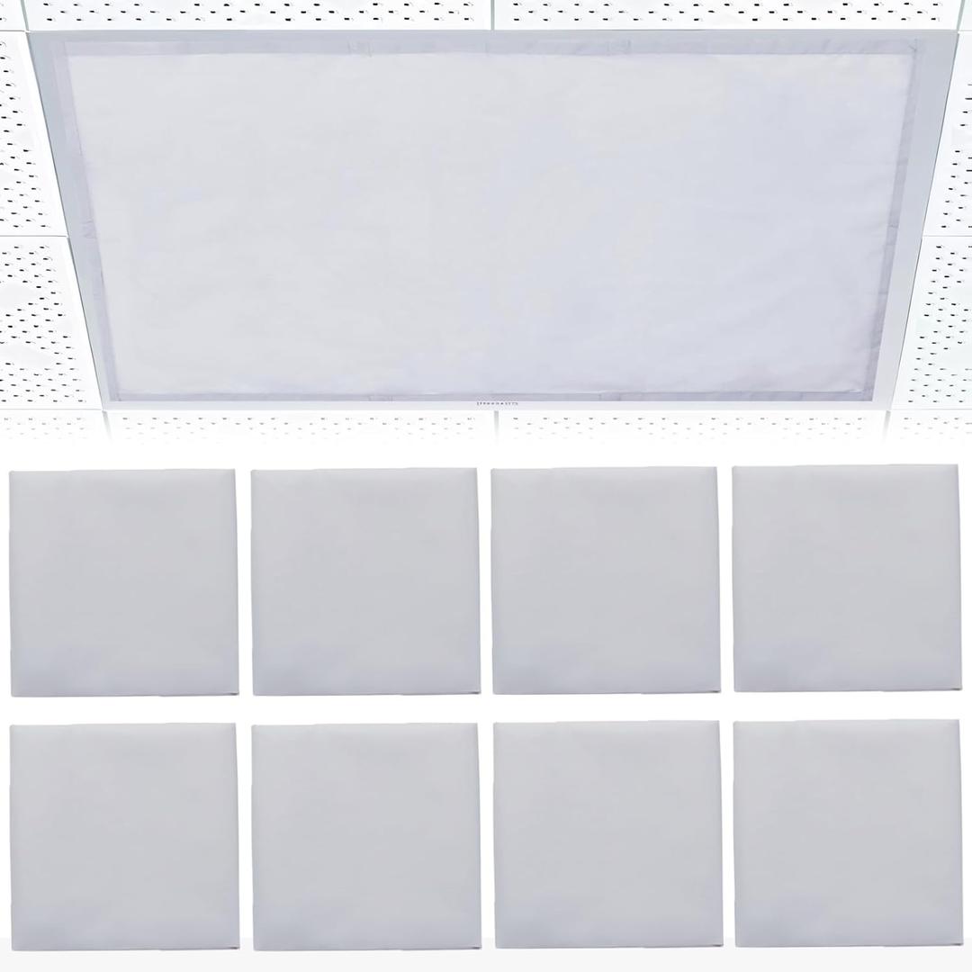 8 Pcs Fluorescent Light Covers for Ceiling Lights Classroom, Magnetic Light Filters, Fluorescent Light Diffuser Covers for Office, Hospitals, Home 4 x 2 Feet (grey)