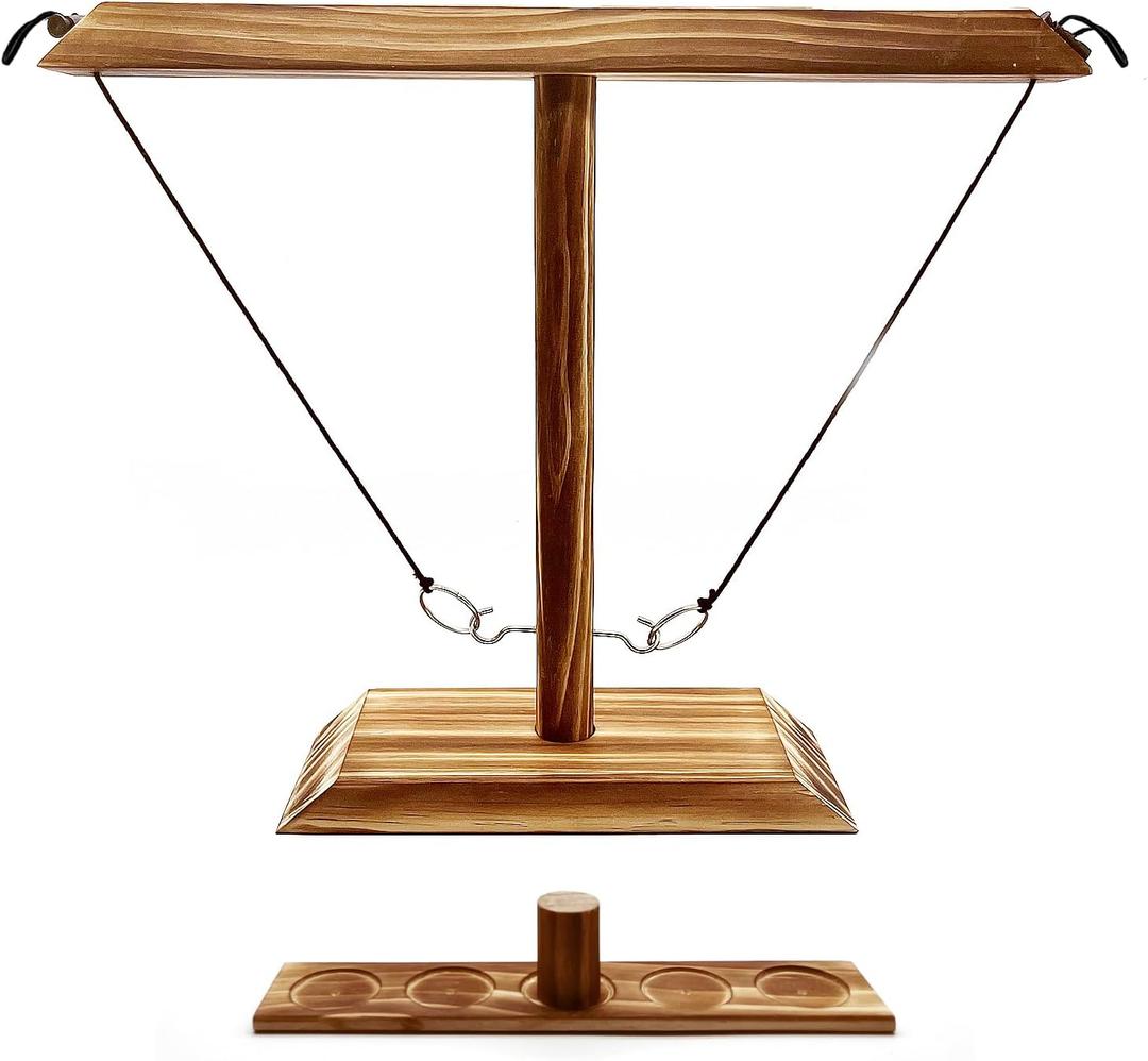 Ring Toss Games for Adults, Fun Hook and Ring Game, Home, Bar and Party Handmade Wooden Interactive Game (Small)