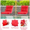 Barydat 4 Pack High Back Chair Cushion Indoor Outdoor Tufted Seat and Back Chair Rocking Pads Lounge Porch Seat Cushion with Ties for Patio Furniture, 43.4 x 21 x 3.3 Inch (Red)