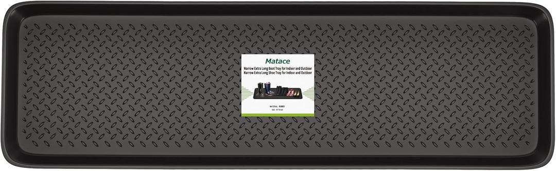 Matace 1 Pack Rubber Extra Large Shoe Tray for Entryway,Long Boot Tray,Slim Boot Mat for Indoor and Outdoor Use,16x55 in, Rectangular