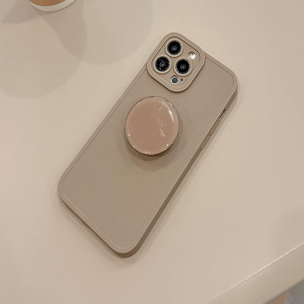 Case for iPhone 14 Pro Max Case Silicone Women with Ring Stand Ring Holder Kickstand, Girl Cute Gel Rubber Protective Phone Case Cover (Light Gray)