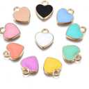 DanLingJewelry 100pcs Random Color Alloy Enamel Heart Charms Peach Heart Charms Enamel Dangle Pendants for Valentine's Day Jewelry Making