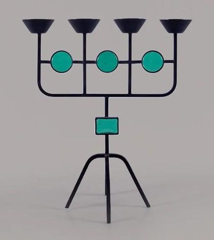 Black Candelabra Metal Candle Holders - 4 Arm Candlestick Holder for Theme Party Table Centerpiece Decoration