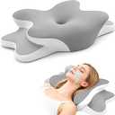 Sleep Apnea Pillow, Dreams Relief Pillow w/Neck & Snoring Relief,Orthopedic & Ergonomic Contour Cervical Memory Foam Cooling Pillow for Side Sleepers,Medium Firm Support (Grey, Queen Size)