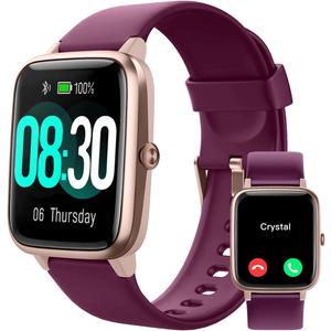 GRV Smart Watch for iOS and Android Phones (Answer/Make Calls), Watches for Women IP68 Waterproof Smartwatch Fitness Tracker Watch with Heart Rate/Sleep Monitor Steps Calories Counter (Dark Purple)