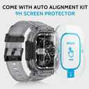 amBand Bands Case Screen Protector Compatible with Apple Watch Ultra 3/2/1 49mm, M1 Sport Series Rugged Cover Strap and 9H Tempered Glass Film, Protective Bumper for iWatch 49 mm Men Crystal Black