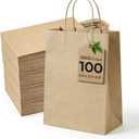Small Paper Gift Bags with Handles Brown Paper Bags 100 pcs 5.9"x3.1"x8.2", Sturdy Small Gift Bag Bulk Kraft Wrap Shopping Bags for Small Business Retail Merchandise Wedding Birthday Goodie Party Favor