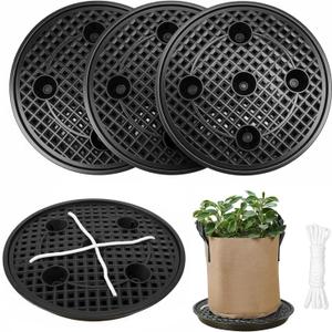 4 Pack 16 inch Self Watering Base for Fabric Grow Bag, Self-watering Plastic Elevated Plant Saucer Stand, Automatic Watering Tray for Non-woven Planter Flower Pot Growth Tent Greenhouse Indoor Outdoor