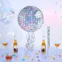 WERNNSAI Disco Ball Piata - Disco Party Decoration for Adult Birthday Party Supplies Hanging Disco Piata with Bat Blindfold Mirror Roller Skating Pull String, 12.2 x 12.2