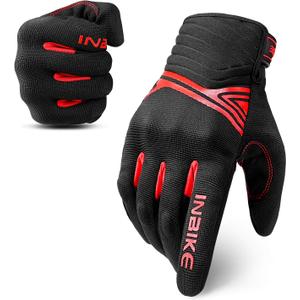 INBIKE Breathable Mesh Motorcycle Gloves Touchscreen with TPR Palm Pad Hard Knuckles (Black, L)