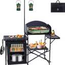Nice C Camping Kitchen Table Station, Portable Folding Grill Table (Black), 56.9"-72" x 15.8" x 27.8"