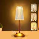 Portable Crystal Metal Desk Lamp,3-Color Touch Control, Rechargeable Battery - Ideal Bedside Lamp for Bedroom Nightstand (Golden)