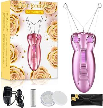 WAYCOM Ladies Electric Epilator for Women Beauty Shaver Facial Massager Gentle Hair Removal Pull Faces - Birthday or Christmas Gift (Purple)