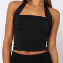 Women Halter Tank Tops Summer 2026 Backless Going Out Shirts Sexy Sleeveless Cute Crop Y2k Trendy Outfits (Black, L)