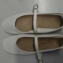 Women's Woven Ballet Flats Mesh Square Toe Mary Jane Flats Lace up Ballerina Slip on Casual Shoes, 5.5, White