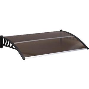 MATICO 58.5" Outdoor Clear Door Awning Patio Window Cover Polycarbonate Rain & Snow Protection, Modern Hollow Sheet with UV Protection Cover, Window Door Awning Canopy,Tea/Black-Edge