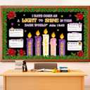 Geyoga Christmas Advent Bulletin Board Set Religious Christian Christmas Sunday School Decorations for Classroom Church Holiday Jesus Candles Bulletin Boards Cutouts Winter Chalkboard Office Supplies
