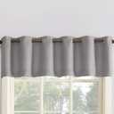 No. 918 Montego Casual Textured Semi-Sheer Grommet Kitchen Curtain Valance, 56" x 14", Nickel
