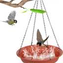 Hanging Bird Bath for Outside, Hanging Bird Water Feeder for Outdoor, Birdbath Bowl, Birdbaths for Outdoors Balcony Window Backyard Garden, Small Large Wild Birdfeeder Tray (14", Terracotta)