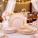 YOUBET 125PCS Pink Plastic Plates - Pink Disposable Plates With Gold Rim - Pinks and Gold Plates Include 25 Dinner Plates, 25 Dessert Plate, 75 Cutlery for Party Wedding Birthday Mothers Day