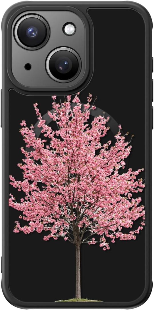 FUNMIKO for iPhone 14 Case Military-Grade Protection & Wireless Charging - Trendy Floral Design for Women Girls, Non-Slip Matte Phone Cover with Shockproof Corners - Blooming Cherry Tree