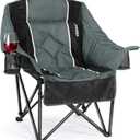 Oversized Camping Chair for Adults - Heavy Duty 400 lbs Padded Folding Chair with Wine Glass Holder, 2 Cup Holders & Side Pockets, Portable Carry Bag for RV, Tailgating, Lawn, Single Seat