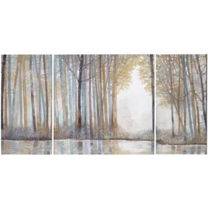 Madison Park Wall Art Living Room Dcor - Triptych Scenery Watercolor Canvas, Home Accent Modern Dining Decoration, Ready to Hang Painting for Bedroom, Multi-Sizes, Natural Forest Reflection 3 Piece