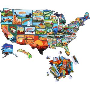 Xuhal 50 Pcs United States Map Fridge Magnets USA Souvenirs Us Individual State & Province Refrigerator Magnets Set for Travel Gift Destination of States Visited(Elegant, Become A Map)
