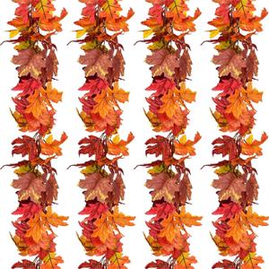 4 Pack Fall Garland Maple Leaf, 5.9Ft/Piece Hanging Vine Artificial Autumn Foliage Garland Decor for Home Thanksgiving Halloween Party Christmas Decorations