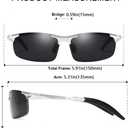 Mens Sports Polarized Sunglasses Driving Metal Frame UV Protection Sunglasses For Men 8177 (Silver&black)