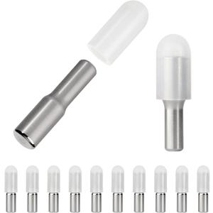 whitesnow 5mm 1/4 Inch Stainless Steel Metal Shelf Pegs Pins Replacement Kitchen Cabinet Shelves Support Holders for Bookshelf Bookcase Cupboard Adjustable Wood Glass Shelving, Pack of 12