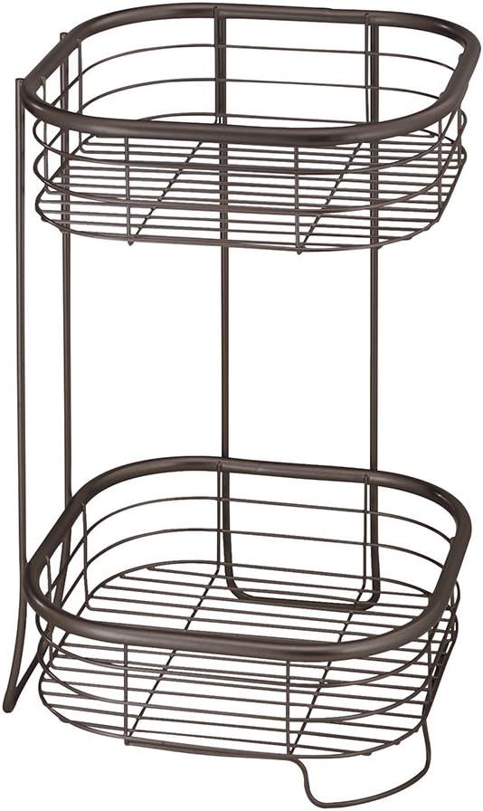 iDesign Forma Free Standing Bathroom or Shower Storage Shelves for Towels, Soap, Shampoo, Lotion, Accessories - 2 Tier, Bronze (9.5" x 9.5" x 15.25")