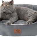 Bedsure Dog Beds for Small Dogs - Round Cat Beds for Indoor Cats, Washable Pet Bed for Puppy and Kitten with Slip-Resistant Bottom, 25 Inches, Grey