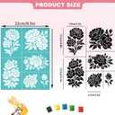 2 Sheets Flower Silkscreen Stencils, Different Peonies Printing Stencils Templates Reusable Self-Adhesive Silk Screen for Painting on Wall Wood T-Shirt Fabric Home Craft Decor