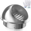 4 Inch Wall Vent Cover, HG Power Dryer Vent Cover Outside with Screen Mesh, Stainless Steel Exhaust Vent, Round Air Vent Covers for Outdoor Ventilation System 95mm, Silver