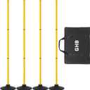 GHB Agility Poles 4 Pack 50" Sports Soccer Training Poles,Detachable Speed Training Equipment Football Accessories with Rubber Base