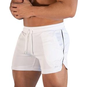 Surenow Mens Running Gym Shorts 3 Inch Breathable Lightweight Athletic Sport Shorts Training Workout Shorts with Pockets (Large, White)