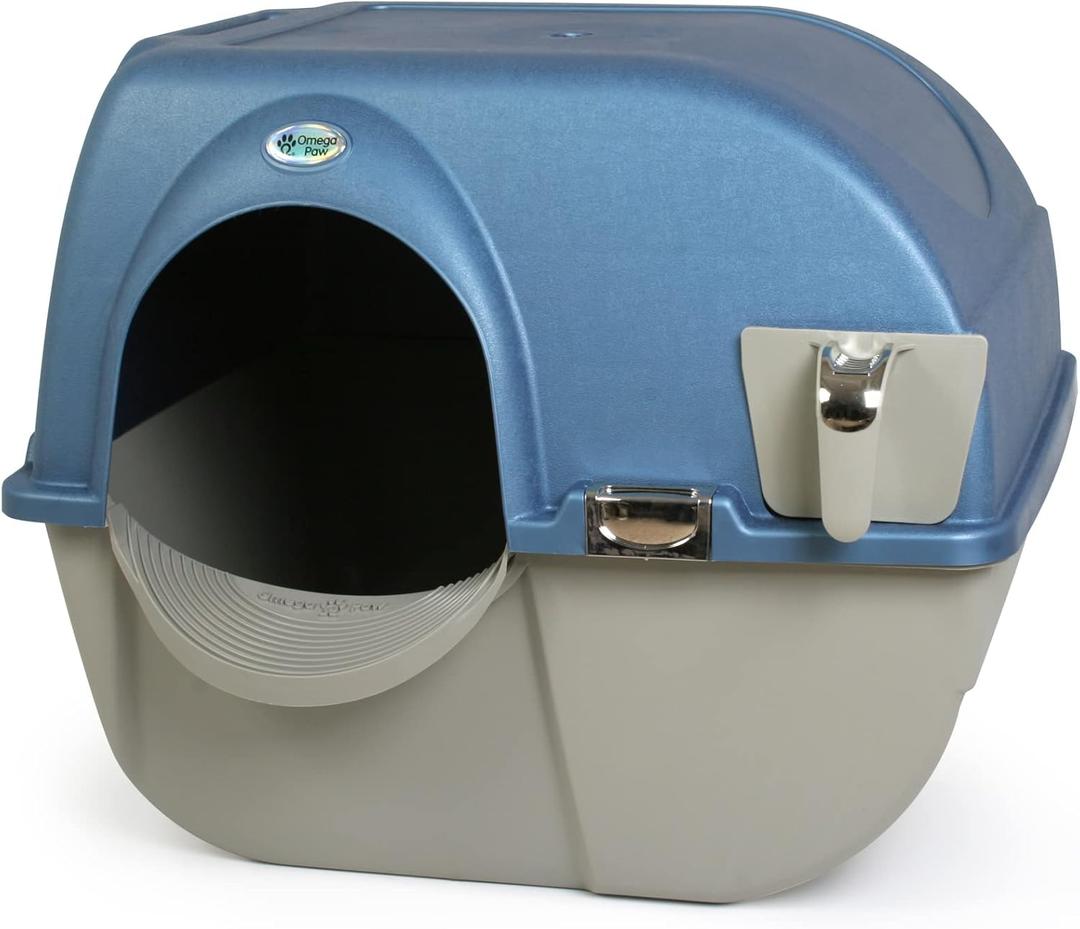 Omega Paw Premium Roll 'n Clean Litter Box Large,Cat, Peral Blue (PR-RA20-1)