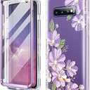 SURITCH for Upgraded Samsung Galaxy S10 Case, [Built-in Anti-Scratch Screen Protector] [Dual-Layer Protection] 360°Full Protection Shockproof Protective Phone Case Fit Cover 6.1 Inch - Purple Cosmos