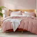Nestl Blush Pink Duvet Cover Full Size - Soft Double Brushed Full Size Duvet Cover Set, 3 Piece, with Button Closure, 1 Duvet Cover 80x90 inches and 2 Pillow Shams