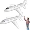 Syhood White 2 Pcs 79 Inch Large Inflatable Airplane Balloon Airplane Aviation Themed for Outdoor Birthday Party Gifts Swimming Pool Decorations Toys