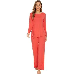 WiWi Pajamas for Women Long Sleeve Cooling Sleepwear Pants Set Super Soft Pj Viscose from Bamboo Loungewear Sets (150) L