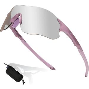 AMBEYE Sports Sunglasses y2k  UV400 REVO Mirror Lens, Ultra-Light TR90 Full Frame, Adjustable Nose Pads, Anti-Slip Arms  Cycling Running Hiking Triathlon  Chrome Lavender