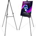Falling in Art 66" Aluminum Display Easel, Presentation Stand with Adjustable Height for Signs, Posters, and Whiteboards, Black 2 Pack